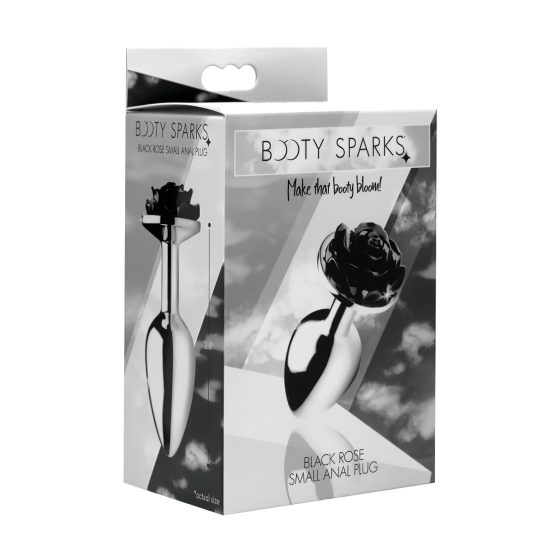 Booty Sparks Černá Růže - hliníkový anální kolík (stříbrno-černý)