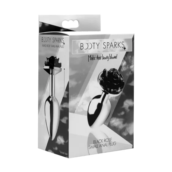 Booty Sparks Black Rose - hliníkový anální kolík (stříbrno‑černý)