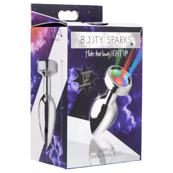 Booty Sparks - anální kolík s LED světlem - malý - stříbrný
