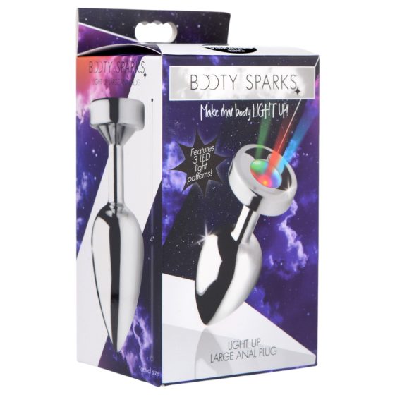 Booty Sparks - anální kolík se světlem - velký - stříbrný