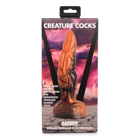 Ravager - texturované silikonové dildo Creature Cocks - 20 cm (oranžové)