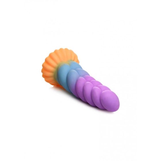 Creature Cocks Mystique - silikonové dildo s jednorožcem - 21 cm (fialovo-žluté)