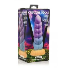   Creature Cocks Mystique - silikonové dildo s jednorožcem - 21 cm (fialovo-žluté)