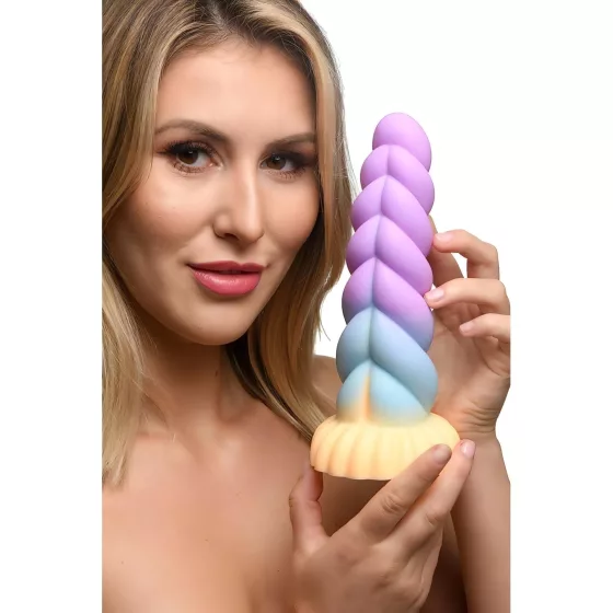 Creature Cocks Mystique - dildo jednorožec - 21 cm - fialovo-žlutá
