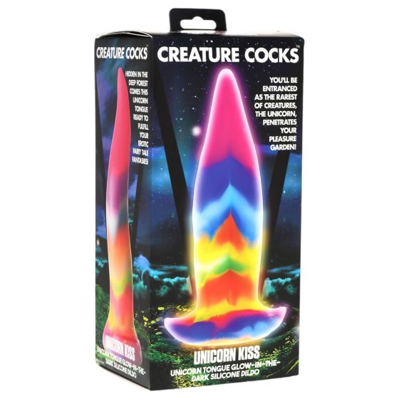 Kreaturní Kohoutí Jazyk - svítící silikonové dildo - 21 cm