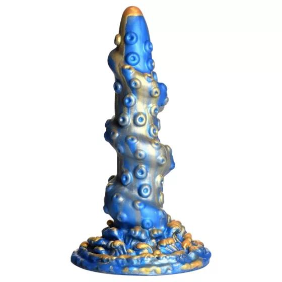 Creature Cocks Kraken - dildo s chapadly - spirál - 21 cm - zlatá/modrá