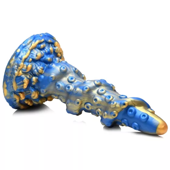 Creature Cocks Kraken - dildo s chapadly - spirál - 21 cm - zlatá/modrá
