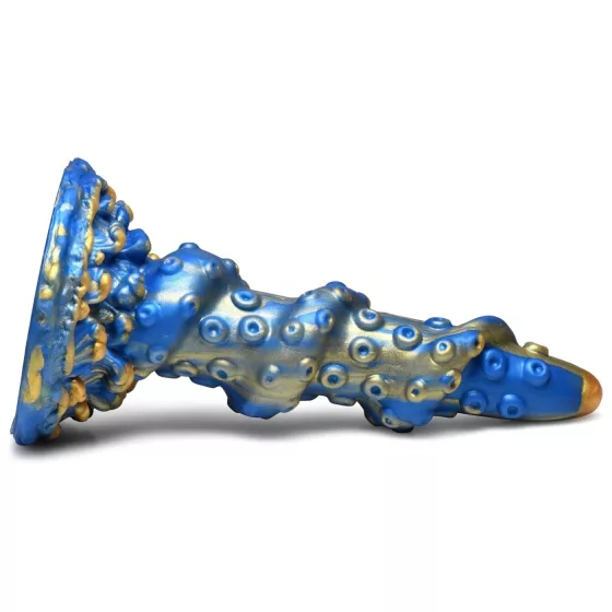 Creature Cocks Kraken - dildo s chapadly - spirál - 21 cm - zlatá/modrá