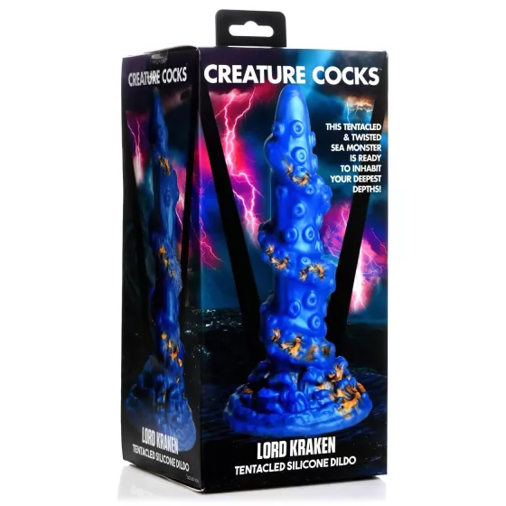 Creature Cocks Kraken - dildo s chapadly - spirál - 21 cm - zlatá/modrá