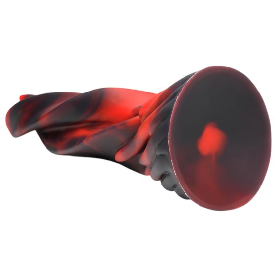 Pekelné pohlazení Kreaturního kohouta - zkroucený silikonový dildo - 19 cm (červený)
