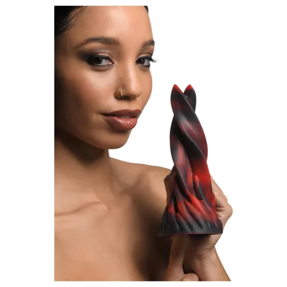 Creature Cocks Hell Kiss - kroucené silikonové dildo - 19 cm (červené)