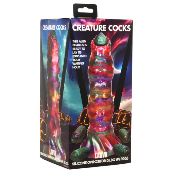 Larvy Creature Cocks - mimozemský ovipozitor dildo (duhové)