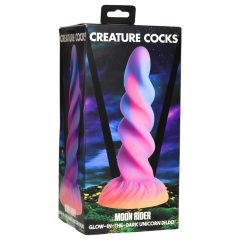   Creature Cocks Moon Rider - svítící dildo s jednorožcem (fialovo-růžové)