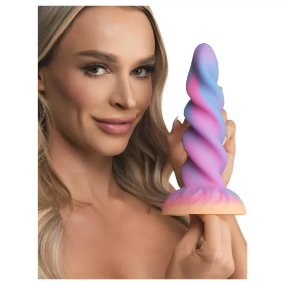 Creature Cocks - svítící jednorožčí dildo - silikon - fialovo-růžové