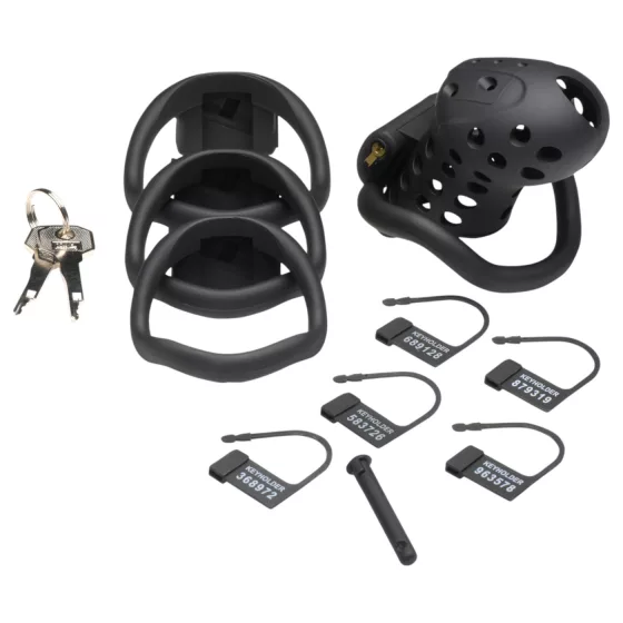 Master Series Lock Down - ventilační penisová klec (černá)