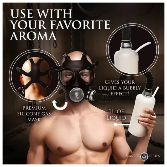 XR Brands - 2v1 maska na orální sex a inhalátor aroma - černá