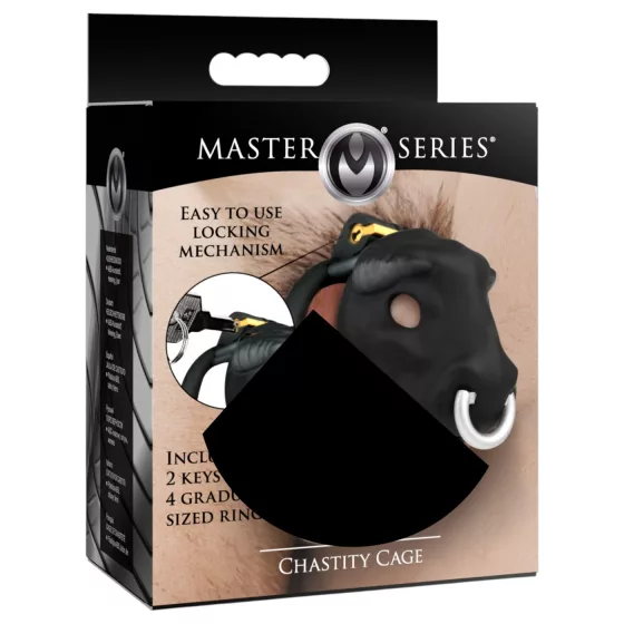 Master Series Bull - penisová klec s býčí hlavou (černá)