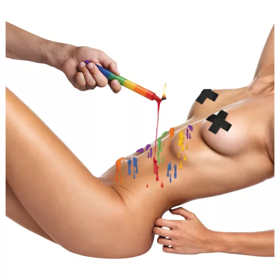 XR Brands - BDSM tělová svíčka - duhová (3 ks)