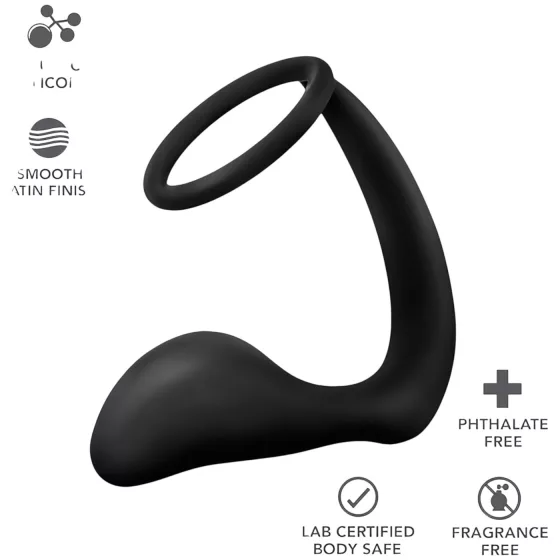 Anal Adventures Platinum - anální dildo s erekčním kroužkem - černé