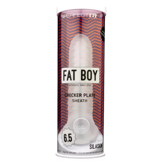 Perfect Fit - Fat Boy Checker Box - návlek na penis (17 cm, bílý)