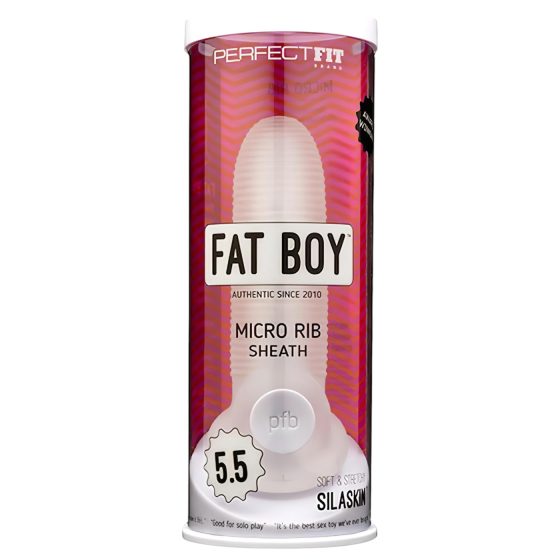 Fat Boy Micro Ribbed - návlek na penis (15 cm) - bílý