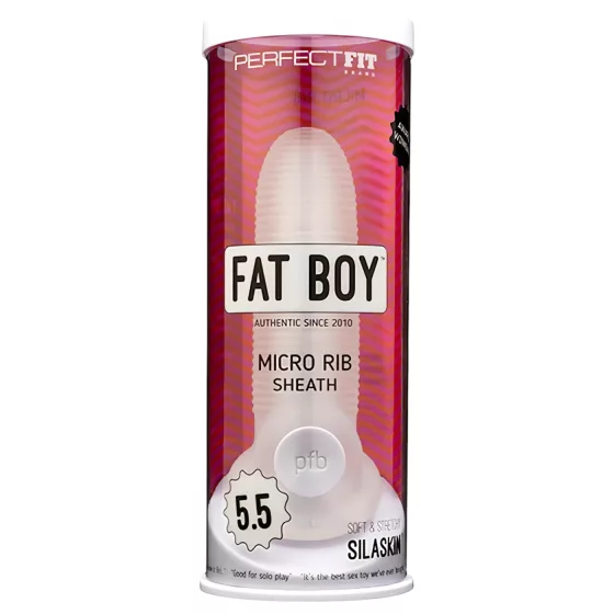 Perfect Fit - Fat Boy Micro Ribbed - návlek na penis (15 cm, bílý)