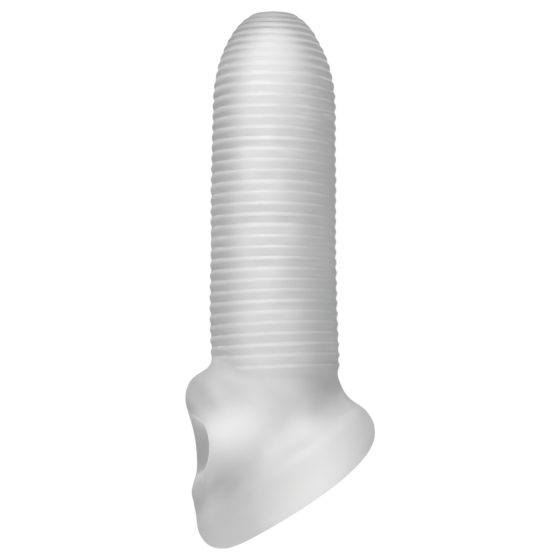 Fat Boy Micro Ribbed - návlek na penis (15 cm) - bílý