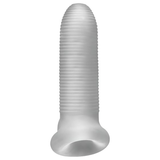 Fat Boy Micro Ribbed - návlek na penis (15 cm) - bílý
