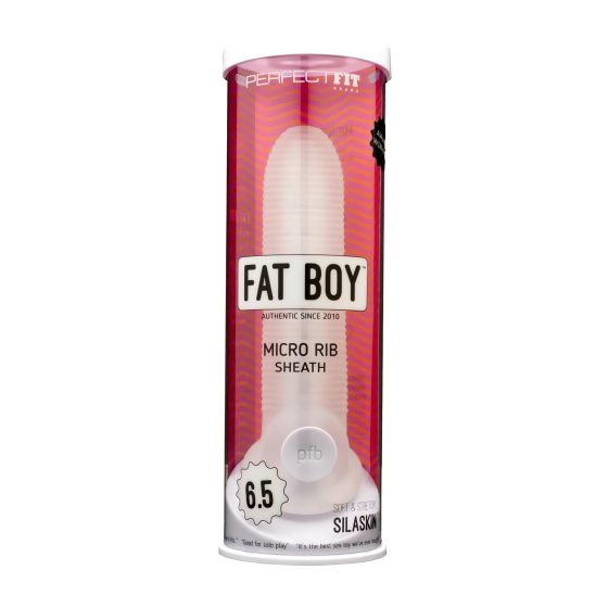 Fat Boy Micro Ribbed - návlek na penis (17 cm) - bílý