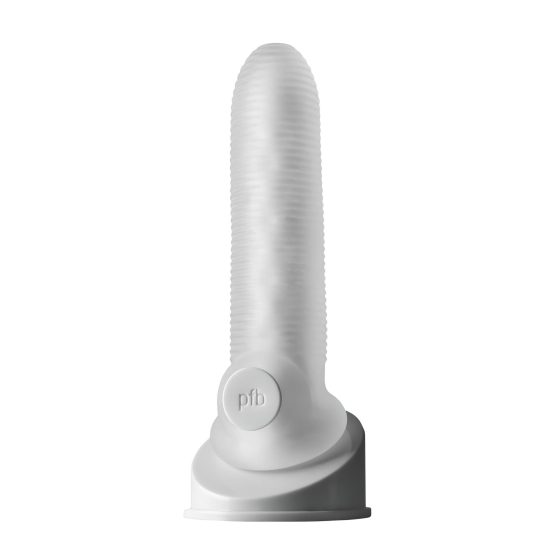 Fat Boy Micro Ribbed - návlek na penis (17 cm) - bílý