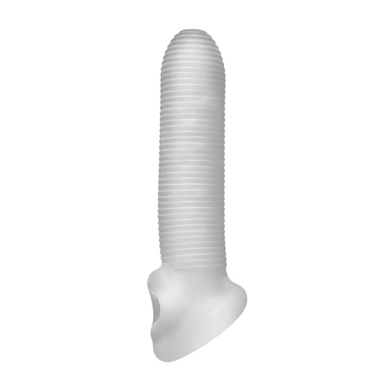 Fat Boy Micro Ribbed - návlek na penis (17 cm) - bílý