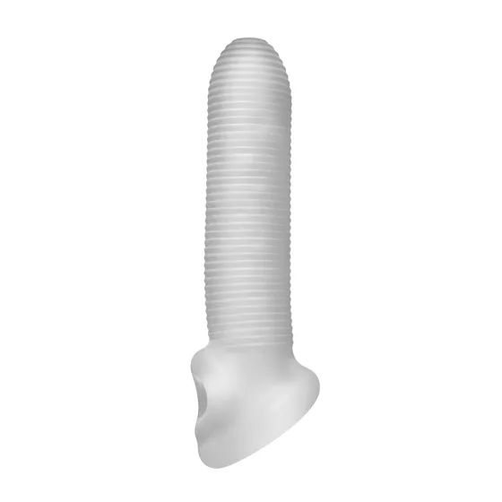 Perfect Fit - Fat Boy Micro Ribbed - návlek na penis (17 cm, bílý)