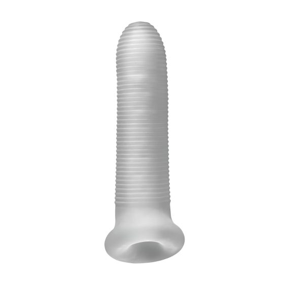 Fat Boy Micro Ribbed - návlek na penis (17 cm) - bílý
