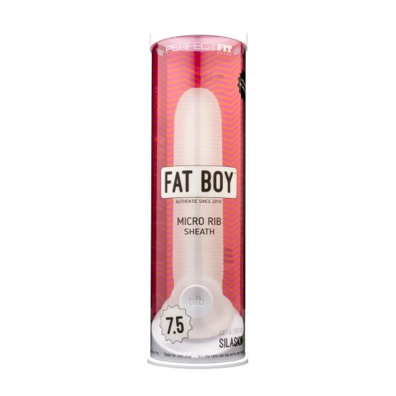 Fat Boy Micro Ribbed - návlek na penis (19 cm) - bílý