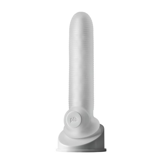 Fat Boy Micro Ribbed - návlek na penis (19 cm) - bílý