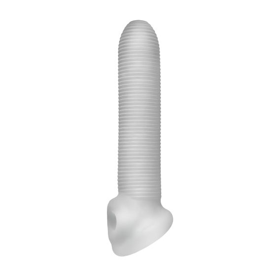 Fat Boy Micro Ribbed - návlek na penis (19 cm) - bílý