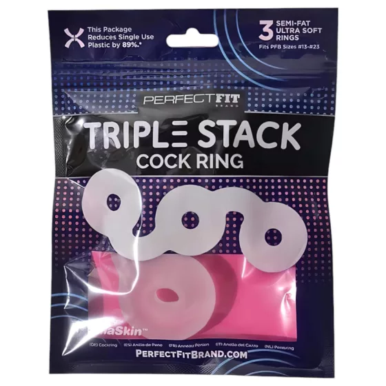 Perfect Fit Triple - sada erekčních kroužků - bílá