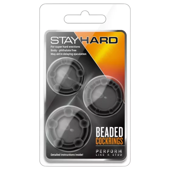 Stay Hard - sada erekčních kroužků na penis - černá