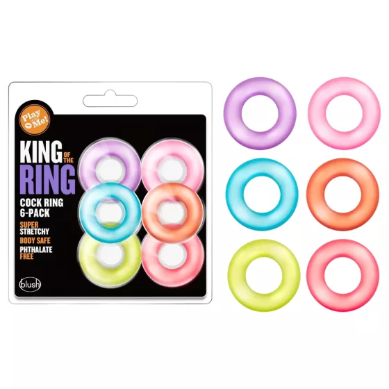 King of the Ring - sada erekčních kroužků na penis - barevné - 6 ks