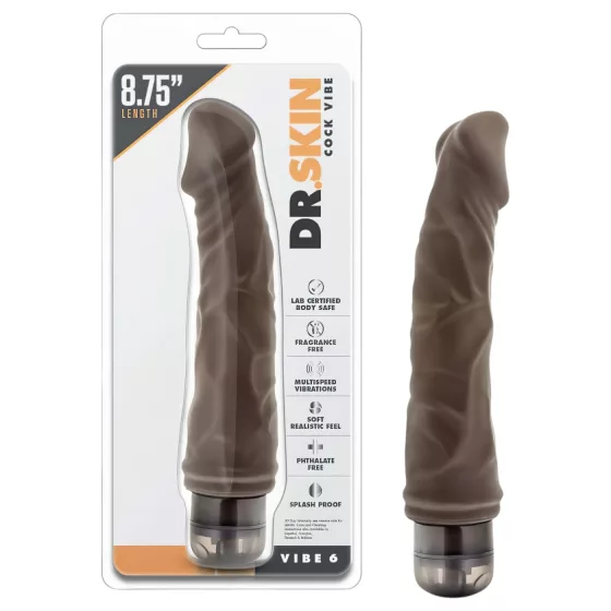 Dr. Skin Vibe No.6. - realistický vibrátor - hnědý