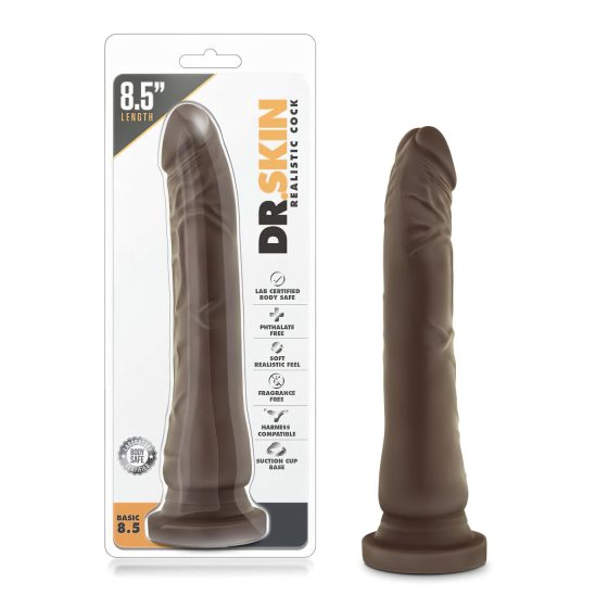 Dr. Skin 8,5 - přísavný realistický dildo - hnědý (20,5 cm)