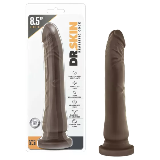 Dr. Skin 8,5 - realistické dildo s přísavkou (hnědé, 20,5 cm)