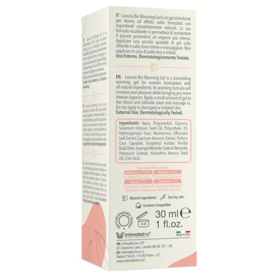 Intimateline Luxuria BIO - hřejivý stimulační gel pro ženy (30 ml)