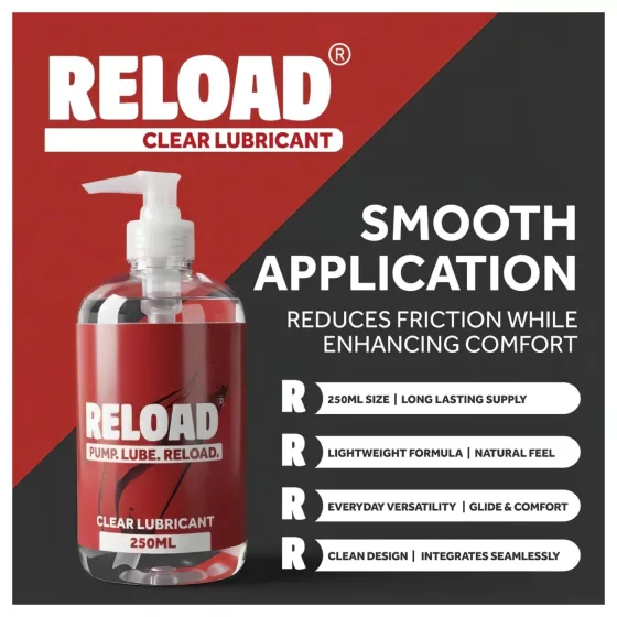 Reload - průhledný lubrikační gel na vodní bázi v lahvičce s pumpičkou (250 ml)