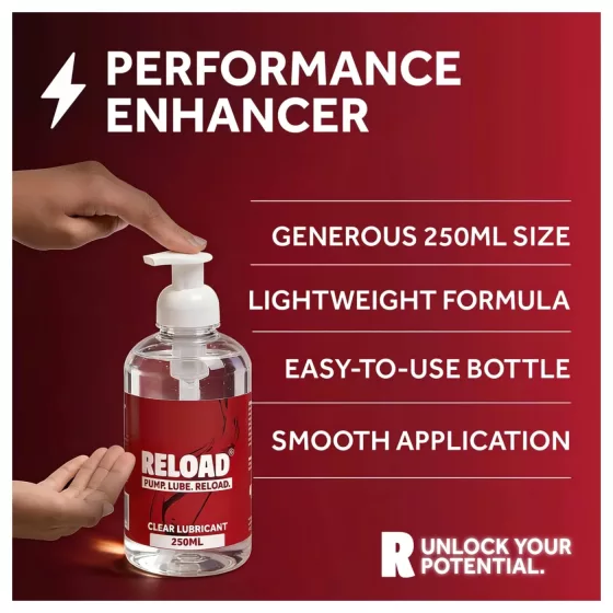 Reload - průhledný lubrikační gel na vodní bázi v lahvičce s pumpičkou (250 ml)