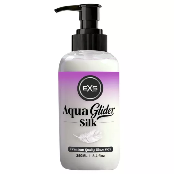 EXS AquaGlider Silk - hedvábný lubrikační gel na vodní bázi v lahvičce s pumpičkou (250 ml)