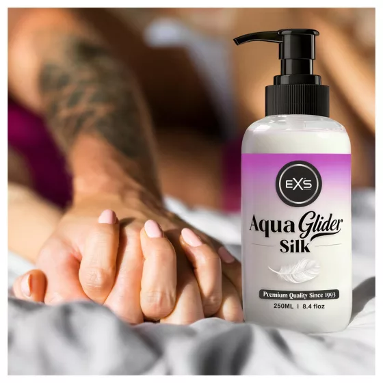 EXS AquaGlider Silk - hedvábný lubrikační gel na vodní bázi v lahvičce s pumpičkou (250 ml)