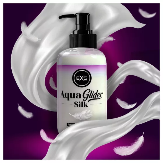 EXS AquaGlider Silk - hedvábný lubrikační gel na vodní bázi v lahvičce s pumpičkou (250 ml)