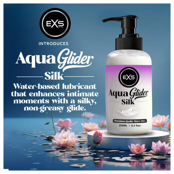 EXS AquaGlider Silk - hedvábný lubrikační gel na vodní bázi v lahvičce s pumpičkou (250 ml)