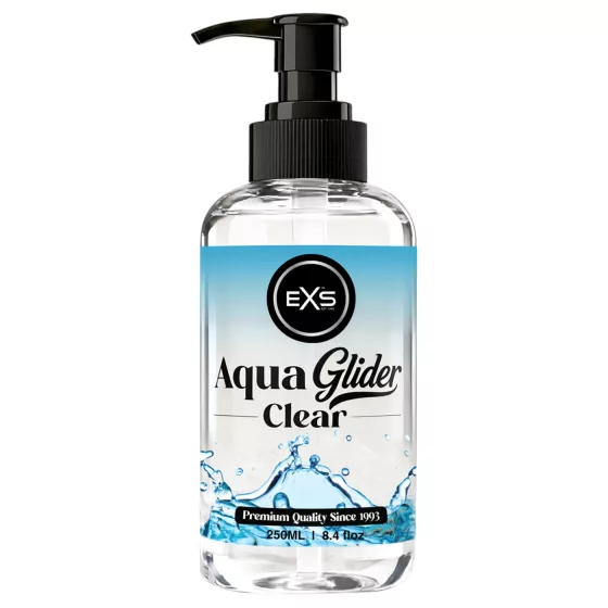 EXS AquaGlider Clear - průhledný lubrikační gel na vodní bázi v lahvičce s pumpičkou (250 ml)
